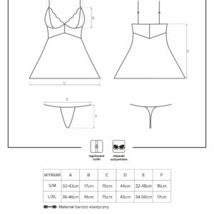 Bielizna 810 BAB 2 babydoll i stringi biała  S/M