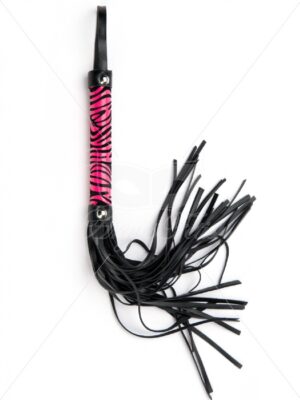 Purple Small Leopard Flogger – Fioletowy Flogger z Motywem Panterki do Zmysłowej Gry Wstępnej