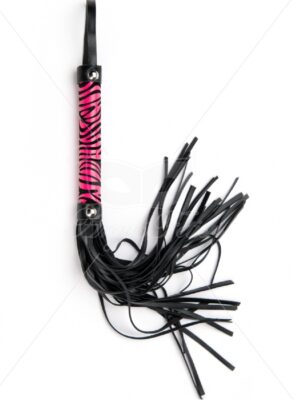 Pink Small Leopard Flogger – Różowy Flogger z Motywem Panterki do Zmysłowej Gry Wstępnej