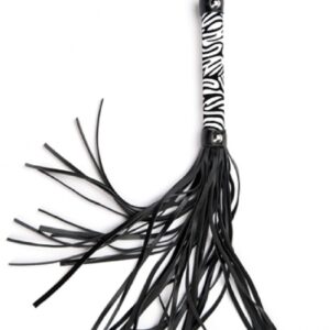 White Small Leopard Flogger – Biały Flogger z Motywem Panterki do Zmysłowej Gry Wstępnej