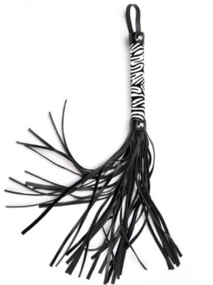White Small Leopard Flogger – Biały Flogger z Motywem Panterki do Zmysłowej Gry Wstępnej