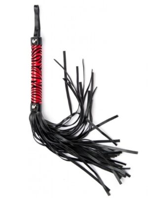 Red Small Leopard Flogger – Czerwony Flogger z Motywem Panterki do Zmysłowej Gry Wstępnej
