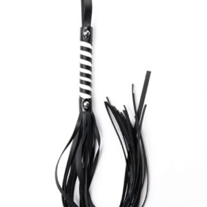 Black White Long Stripe Flogger – Czarno-Biały Pejcz BDSM