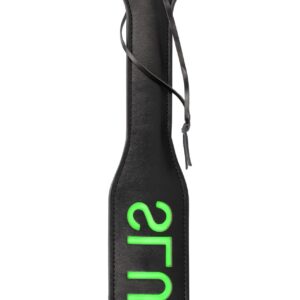 Slut Paddle Glow in the Dark – Czarna Paletka z Neonowozielonym Świecącym Napisem