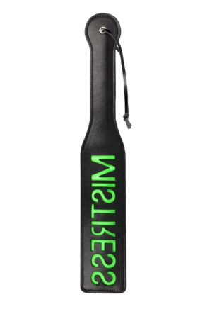 Mistress Paddle Glow in the Dark – Czarna Paletka z Neonowozielonym Świecącym Wzorem