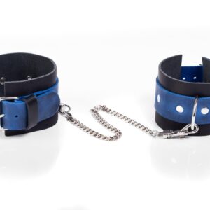 Cuffs Crazy Horse Blue – Skórzane Kajdanki na Nadgarstki (Rozmiar Big)