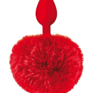 Czerwony plug analny z futrzanym pomponem - Luksus i fantazja dla wyjątkowych doznań!