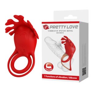 Pretty Love 7 Function Rechargeable Cock Ring - Wibracyjny pierścień na penisa dla niezapomnianych doznań