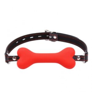 Kinky Pleasure - Knebel w kształcie kości - Czerwony - Dla szczeniąt - Elegancki i bezpieczny