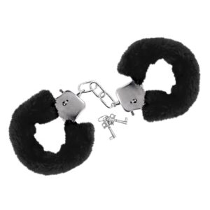 Black Wrist Handcuffs – Czarne Kajdanki na Nadgarstki z Futerkiem