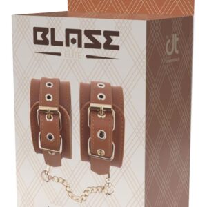 Blaze Elite Hand Cuffs Cognac Vegan Leather – Luksusowe kajdanki na nadgarstki z wegańskiej skóry