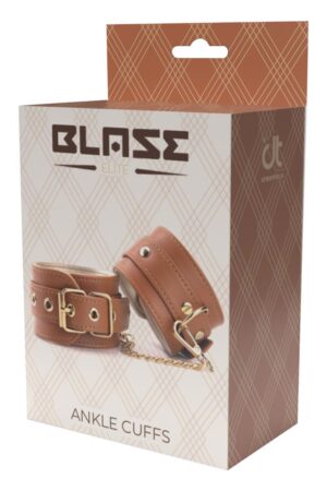 Blaze Elite Ankle Cuffs Cognac Vegan Leather – Luksusowe kajdanki na kostki z wegańskiej skóry