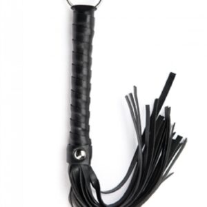 Black Mini Flogger – Czarny Mini Pejcz Skórzany do Zmysłowej Gry Wstępnej
