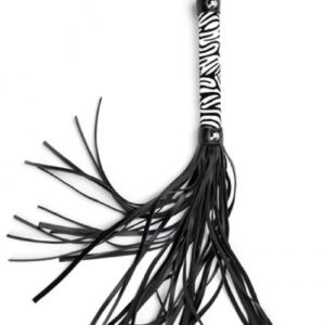 White Small Leopard Flogger – Biały Flogger z Motywem Panterki do Zmysłowej Gry Wstępnej
