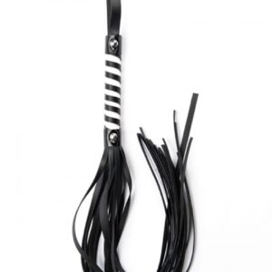Black White Long Stripe Flogger – Dwukolorowy Pejcz BDSM