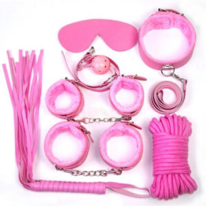 Bondage Kit Rosa – Różowy Zestaw BDSM 8w1 dla Par, Miękka Skóra Ekologiczna