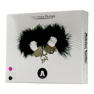 Kajdanki Śmieszna Zabawka Kadanki Metallic Handcuffs Feather Cover Black – Metalowe kajdanki z czarnym futerkiem