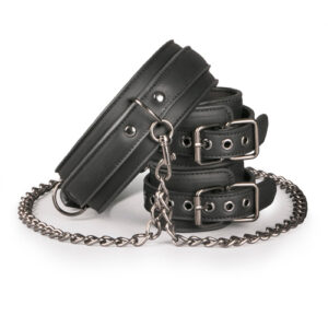 Leather Collar with Handcuffs – Skórzana obroża z kajdankami na ręce | Akcesoria BDSM