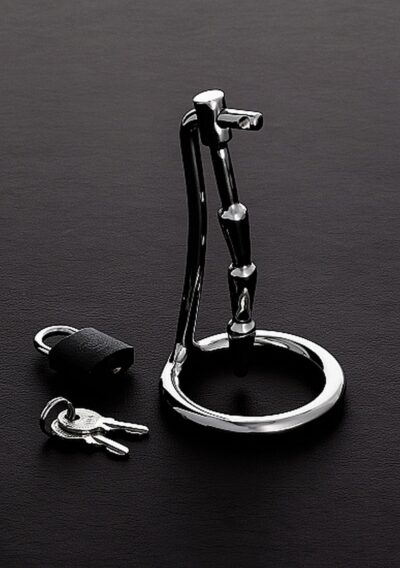 Zakrzywiony Korek Penisa z Cockringiem – Pas Cnoty BDSM Stal Nierdzewna