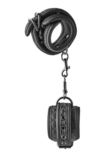 Blaze Handcuff Diamond Black – Luksusowe czarne kajdanki z pikowaniem diamentowym