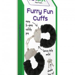 Furry Fun Cuffs Black – Czarne kajdanki z miękkim futerkiem do zmysłowych zabaw