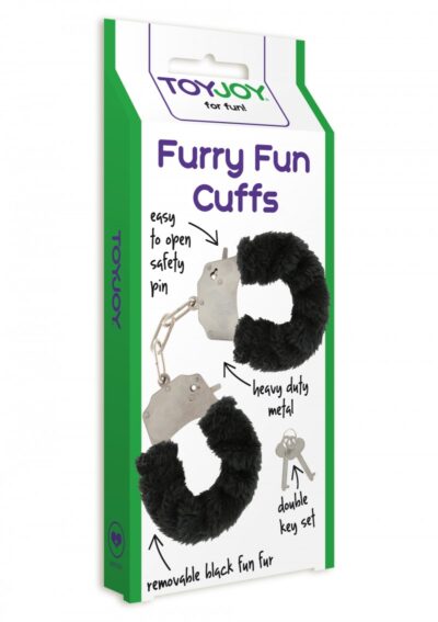 Furry Fun Cuffs Black – Czarne kajdanki z miękkim futerkiem do zmysłowych zabaw