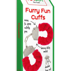 Furry Fun Cuffs Red – Czerwone kajdanki z miękkim futerkiem do zmysłowych zabaw