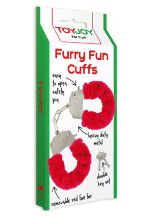 Furry Fun Cuffs Red – Czerwone kajdanki z miękkim futerkiem do zmysłowych zabaw