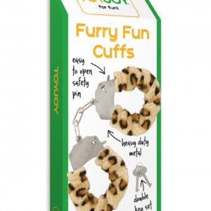 Furry Fun Cuffs Leopard – Kolorowe kajdanki z miękkim futerkiem do zmysłowych zabaw
