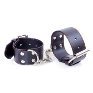 Fetish B Series Handcuffs 4 cm Red Lline – Czerwone kajdanki na nadgarstki z metalowym łańcuchem