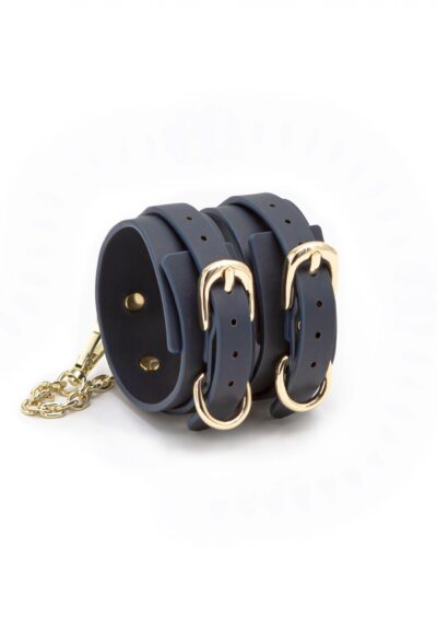 Bondage Couture Ankle Cuff Blue – Luksusowe niebieskie kajdanki na kostki z wegańskiej skóry