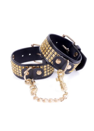 Fetish B Series Handcuffs with Crystals Gold – Złote Kajdanki z Kryształkami