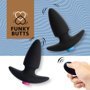 FunkyButts - Zestaw 2 wibrujących zatyczek analnych z pilotem dla par - Podwójna stymulacja i odkrywcza podróż!