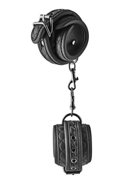 Blaze Handcuff Diamond Black – Luksusowe czarne kajdanki z pikowaniem diamentowym - obrazek 6