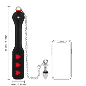 Hearts Paddle with Metal Anal Plug – Czarna Packa z Wycięciem w Kształcie Serca - obrazek 11