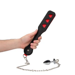 Hearts Paddle with Metal Anal Plug – Czarna Packa z Wycięciem w Kształcie Serca - obrazek 12