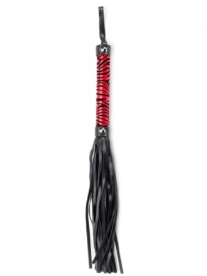 Red Small Leopard Flogger – Czerwony Flogger z Motywem Panterki do Zmysłowej Gry Wstępnej - obrazek 2