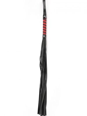 Black Red Long Stripe Flogger – Czarno-Czerwony Flogger BDSM z Długimi Rzemieniami - obrazek 2