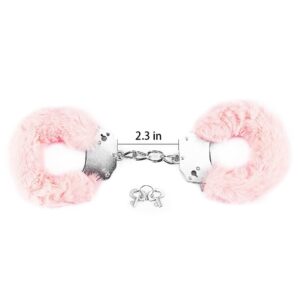 Fetish Pleasure Metal Handcuffs Pink – Różowe kajdanki z miękkim futerkiem do zmysłowych zabaw - obrazek 2