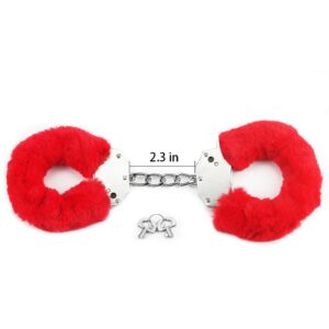 Fetish Pleasure Metal Handcuffs Red – Czerwone metalowe kajdanki do zmysłowych zabaw - obrazek 2