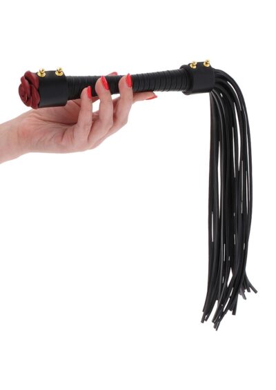 Wild Roses Whip Black – Czarny Pejcz BDSM z Motywem Róży - obrazek 2