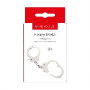 Me You Us Heavy Metal Handcuffs Silver – Solidne Metalowe Kajdanki - obrazek 2