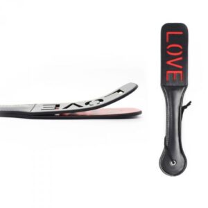 Pejcz Paletta Doppia Double Spank Paddle Love Black – Czarna Podwójna Packa - obrazek 2