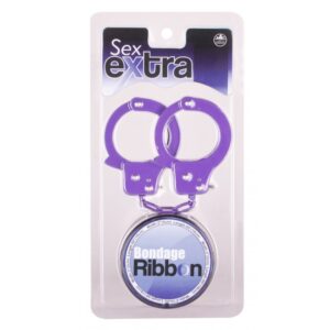 Purple Sex Extra – Fioletowe kajdanki z taśmą PVC | Akcesoria erotyczne BDSM - obrazek 2