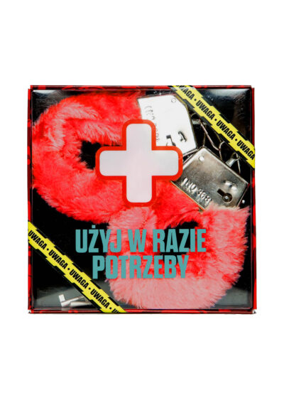 Kajdanki Awaryjne Czerwone – Metalowe kajdanki z czerwonym futerkiem do zmysłowych zabaw - obrazek 2