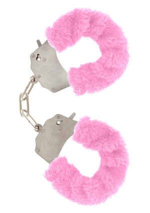 Furry Fun Cuffs Pink – Różowe kajdanki z miękkim futerkiem do zmysłowych zabaw - obrazek 2
