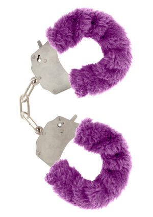 Furry Fun Cuffs Purple – Fioletowe kajdanki z miękkim futerkiem do zmysłowych zabaw - obrazek 2