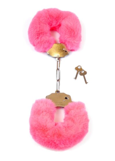 Fetish B-Series Furry Cuffs Pink – Różowe Kajdanki z Miękkim Futerkiem - obrazek 2