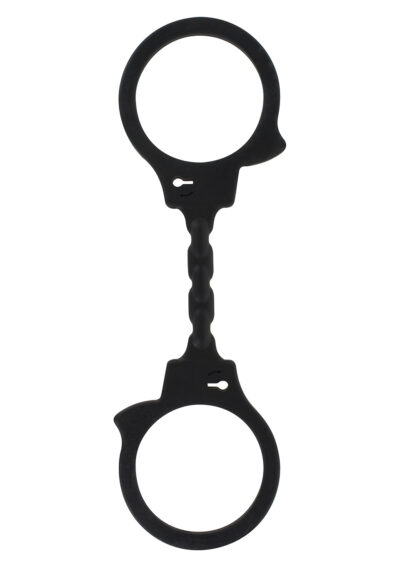 Stretchy Fun Cuffs Black – Elastyczne czarne kajdanki z silikonu do zmysłowych zabaw - obrazek 2