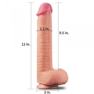 12 Dual Layered Platinum Silicone Cock - obrazek 2